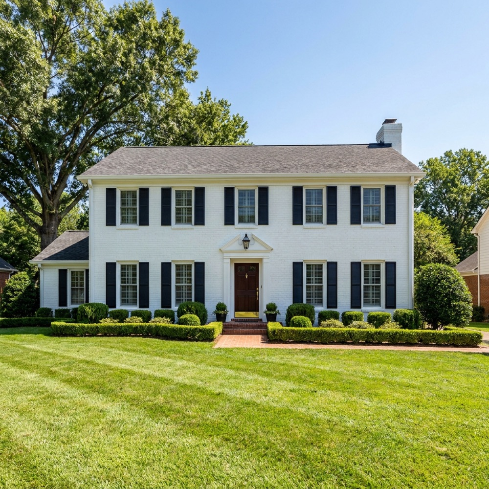 Painted white brick home exterior in Brentwood, TN