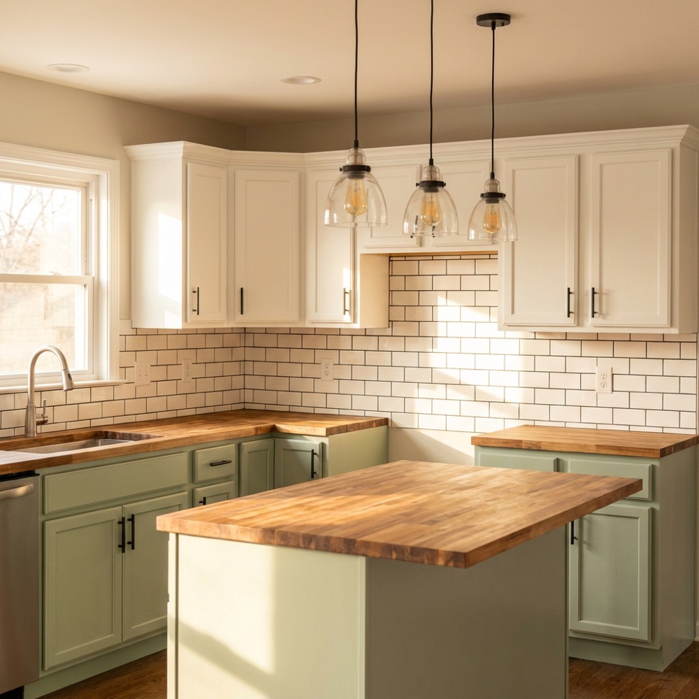 Refreshed Nashville kitchen with freshly painted cabinets